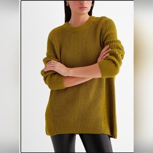 Express Pistachio Ribbed Knit Crew Neck Tunic Sweater Size M